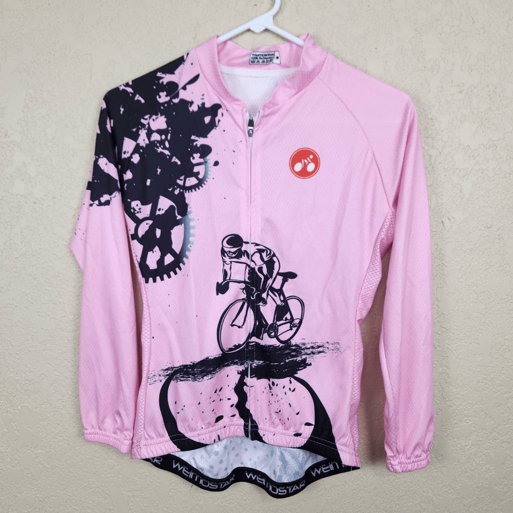 Weimostar Pink and Black Long Sleeve Zip Up Cycling Jacket Medium (7013)